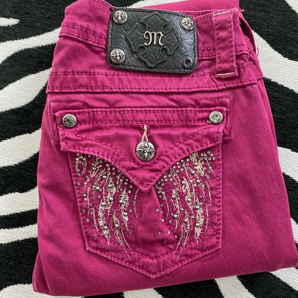 Miss Me Raspberry Skinny Jeans Size 28W 32L